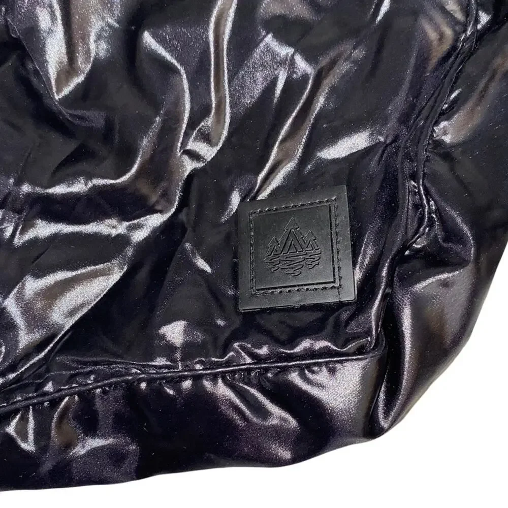 Rainforest Black Patent Cosmetic Bag Travel Toiletry Pouch 8.5x12.25‎